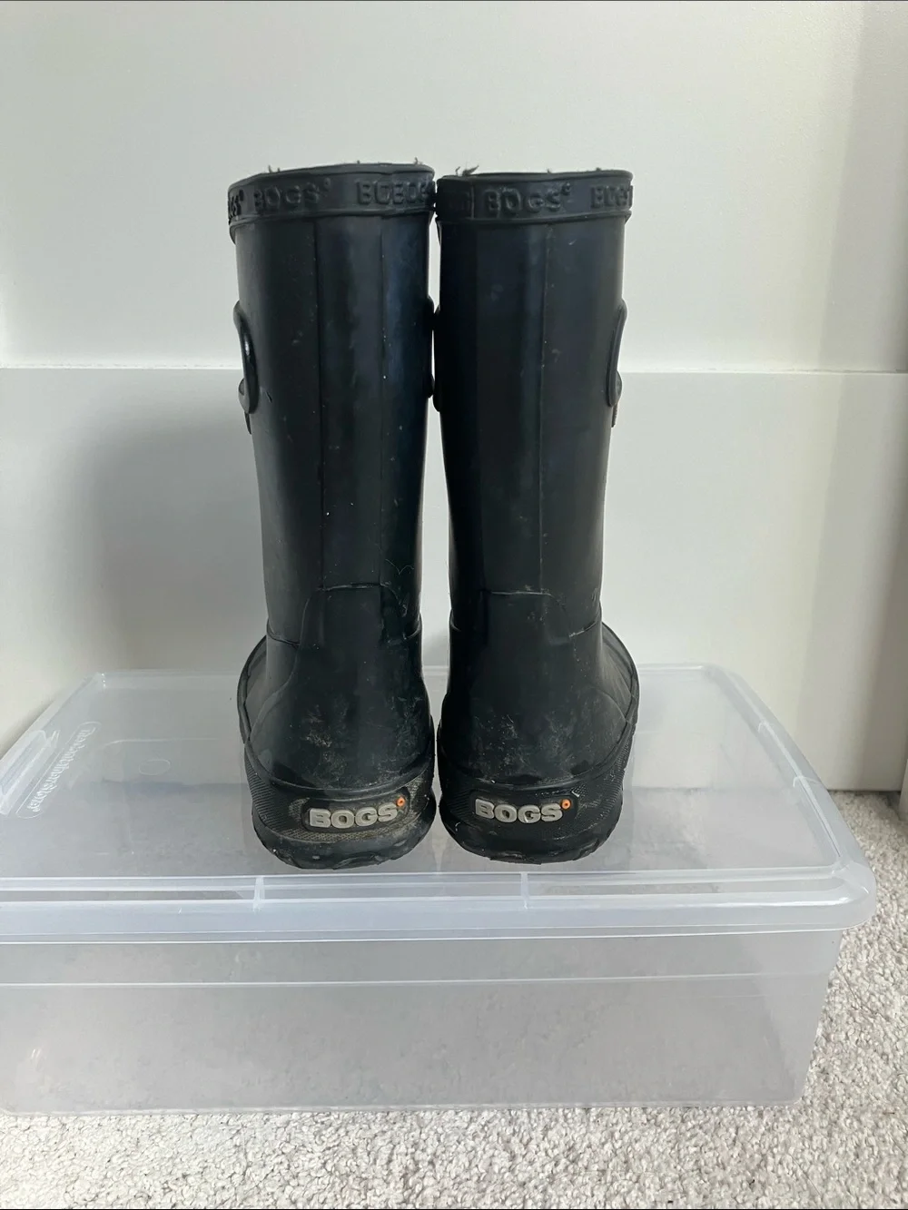 Bogs Kids Rain Boots, Black, Sz 8